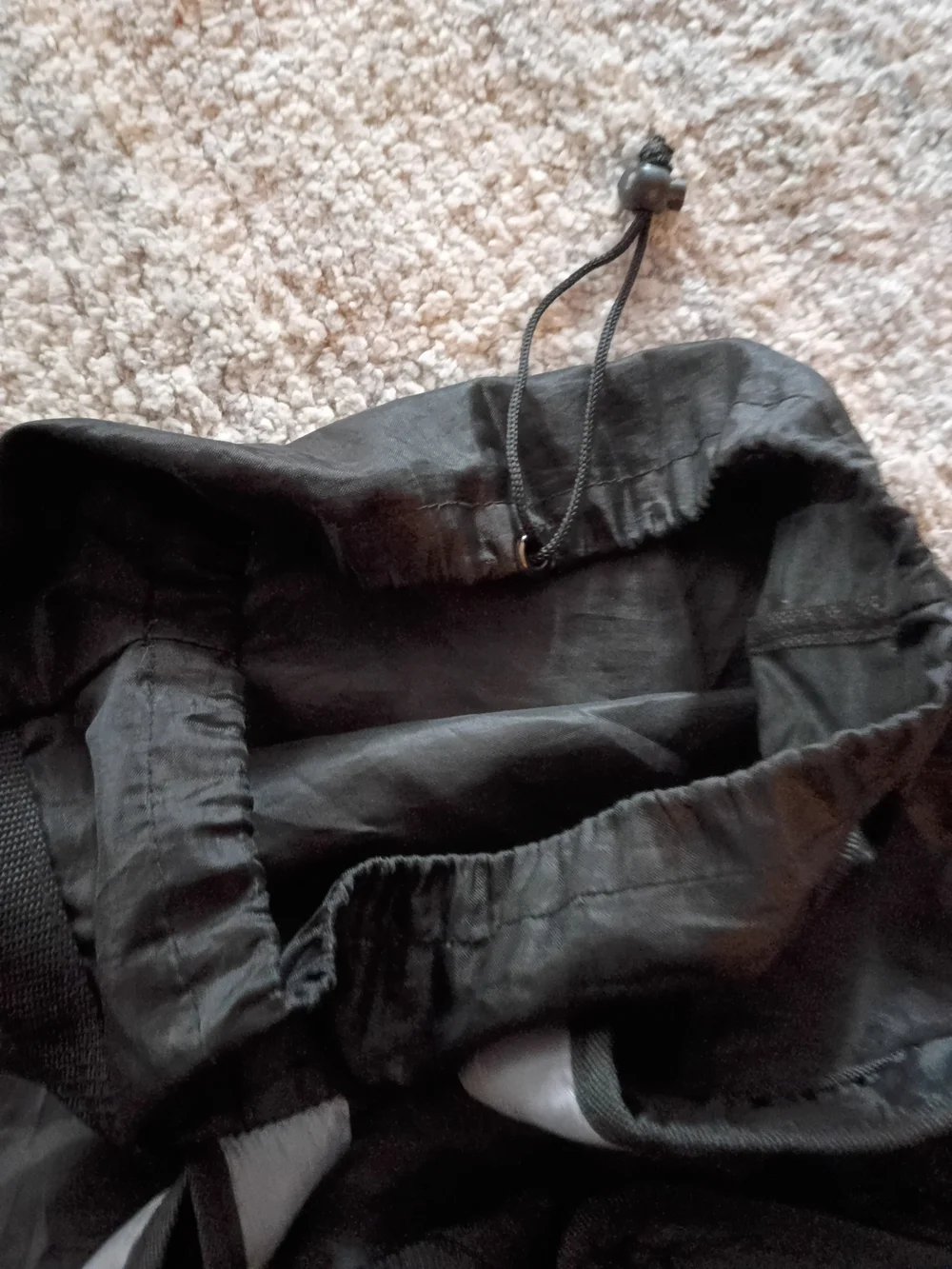 Men's Black and Light Gray Drawstring Backpack- Unbranded
